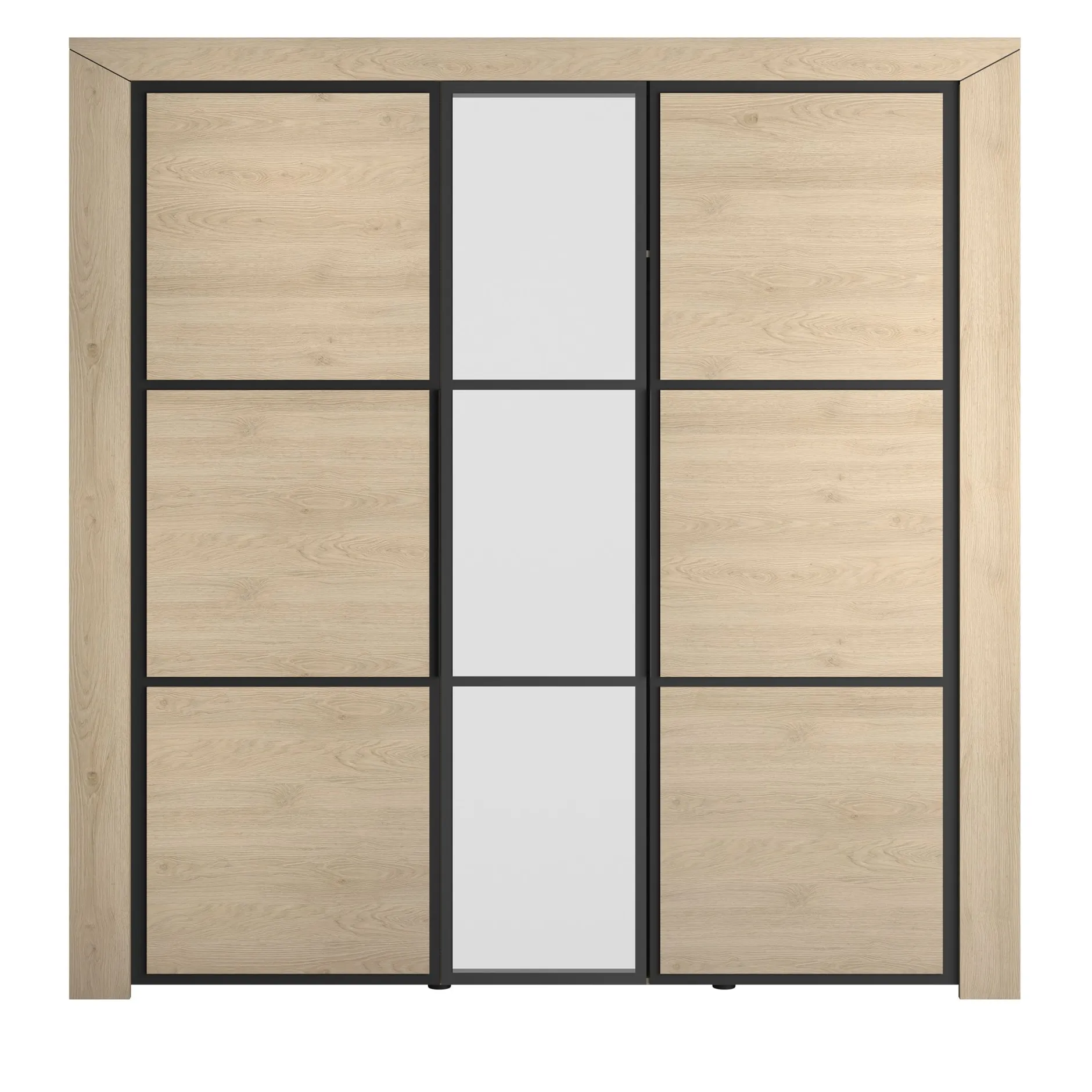 Kleiderschrank East mit 3 Türen und Spiegel - Kastanie