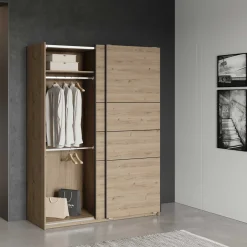 Kleiderschrank Faust - 148x60x203cm - 2 Türen - Eiche Dekor