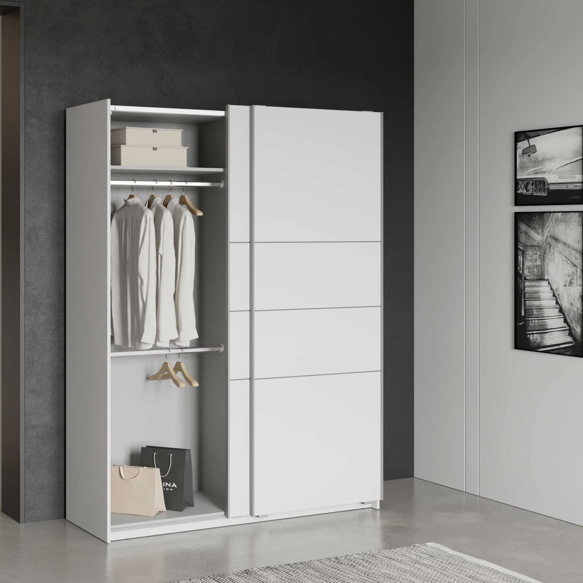 Kleiderschrank Faust - 148x60x203cm - 2 Türen - weiß