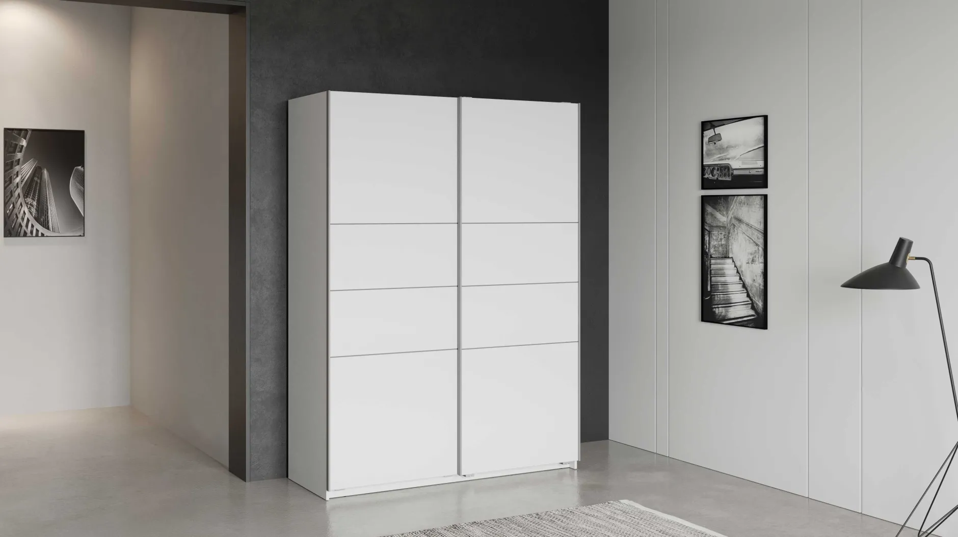 Kleiderschrank Faust - 148x60x203cm - 2 Türen - weiß