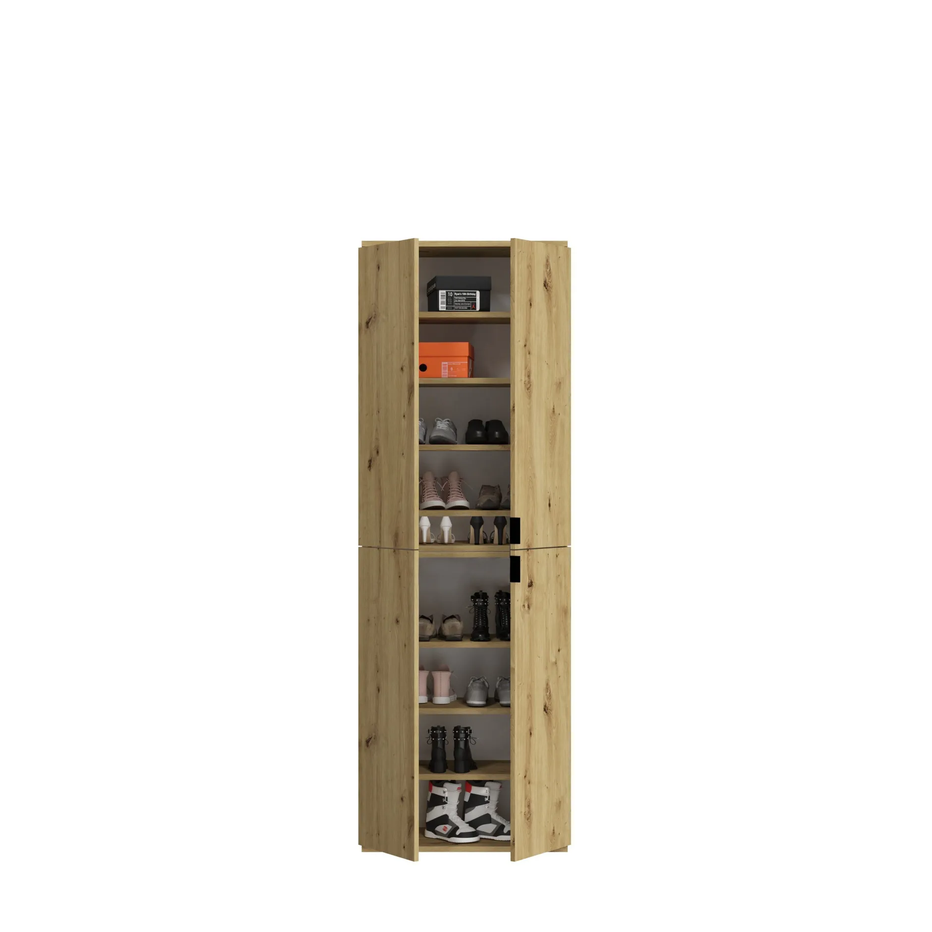 Kleiderschrank-Kombination Projekt X Emob - Artisan Oak/Weiß/Spiegel - 243x193x34 cm