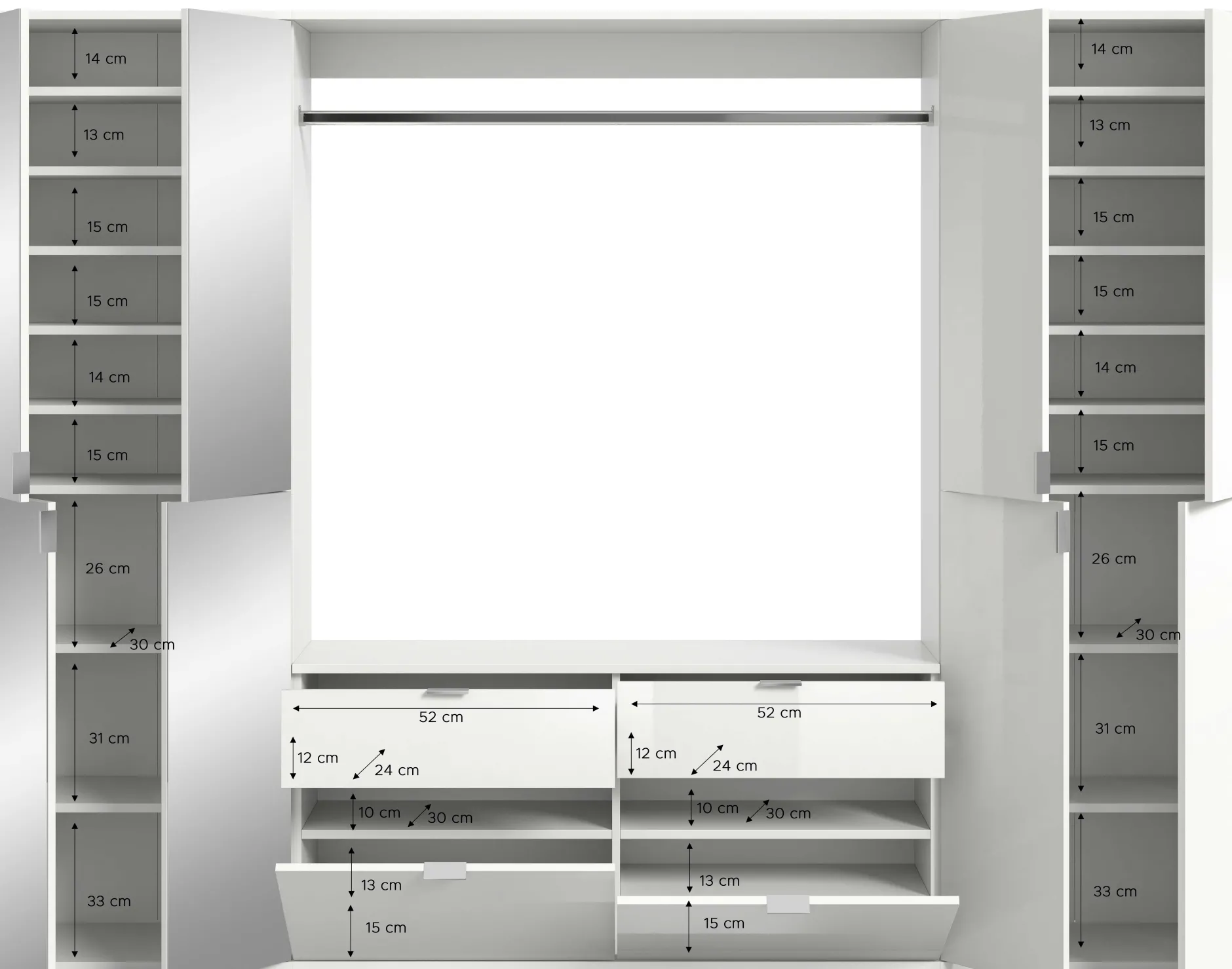 Kleiderschrank Kombination Projekt X Emob - Artisan Eiche - 243x193x34 cm - Spiegel