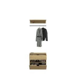 Kleiderschrank Kombination Projekt X Emob - Weiß Artisan Oak - 152x193x34 cm