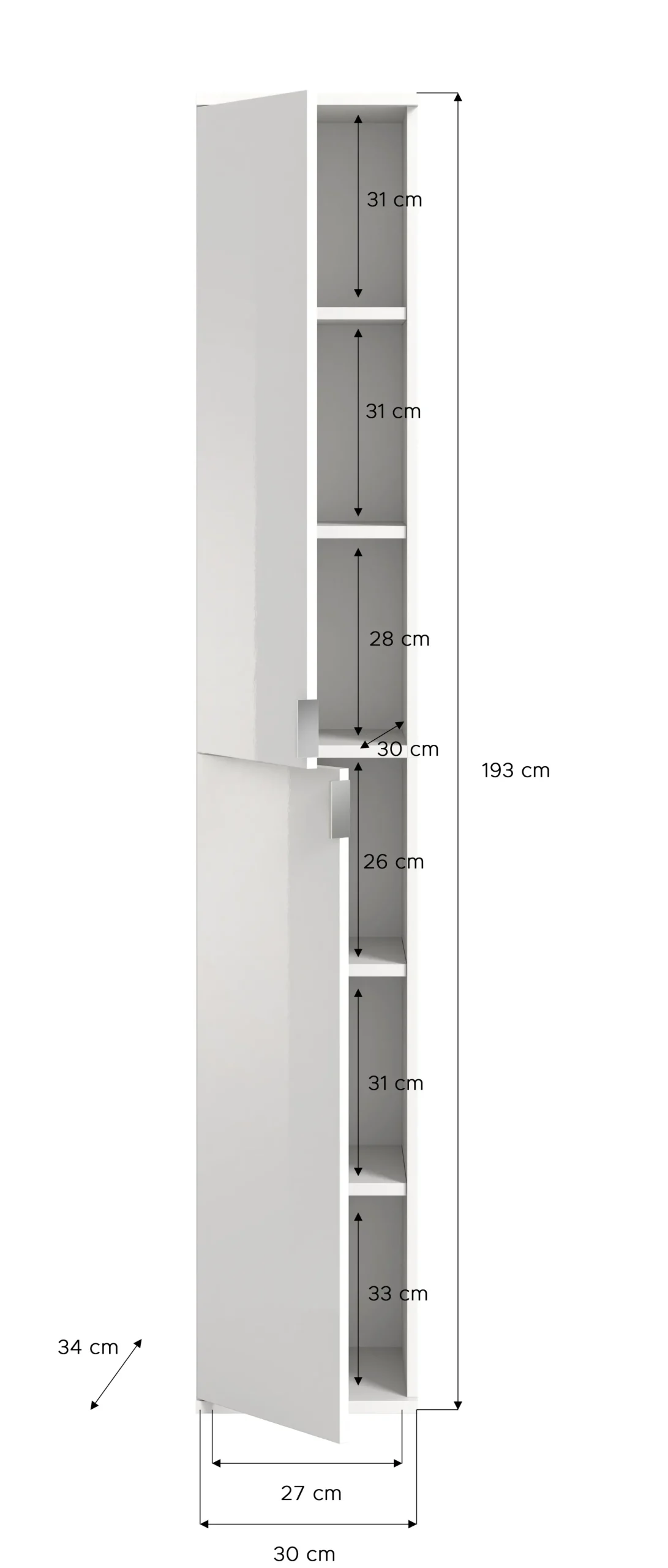Kleiderschrank Kombination Projekt X Emob - Weiß Artisan Oak - 152x193x34 cm