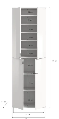 Kleiderschrank Kombination Projekt X Emob - Weiß Artisan Oak - 152x193x34 cm