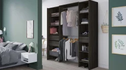 Kleiderschrank Mimi 7 Einlegeböden, 3 Schubladen und 2 Kleiderstangen-Waterford Eiche