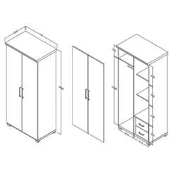 Kleiderschrank Nikkie 80 cm-sonoma Eiche