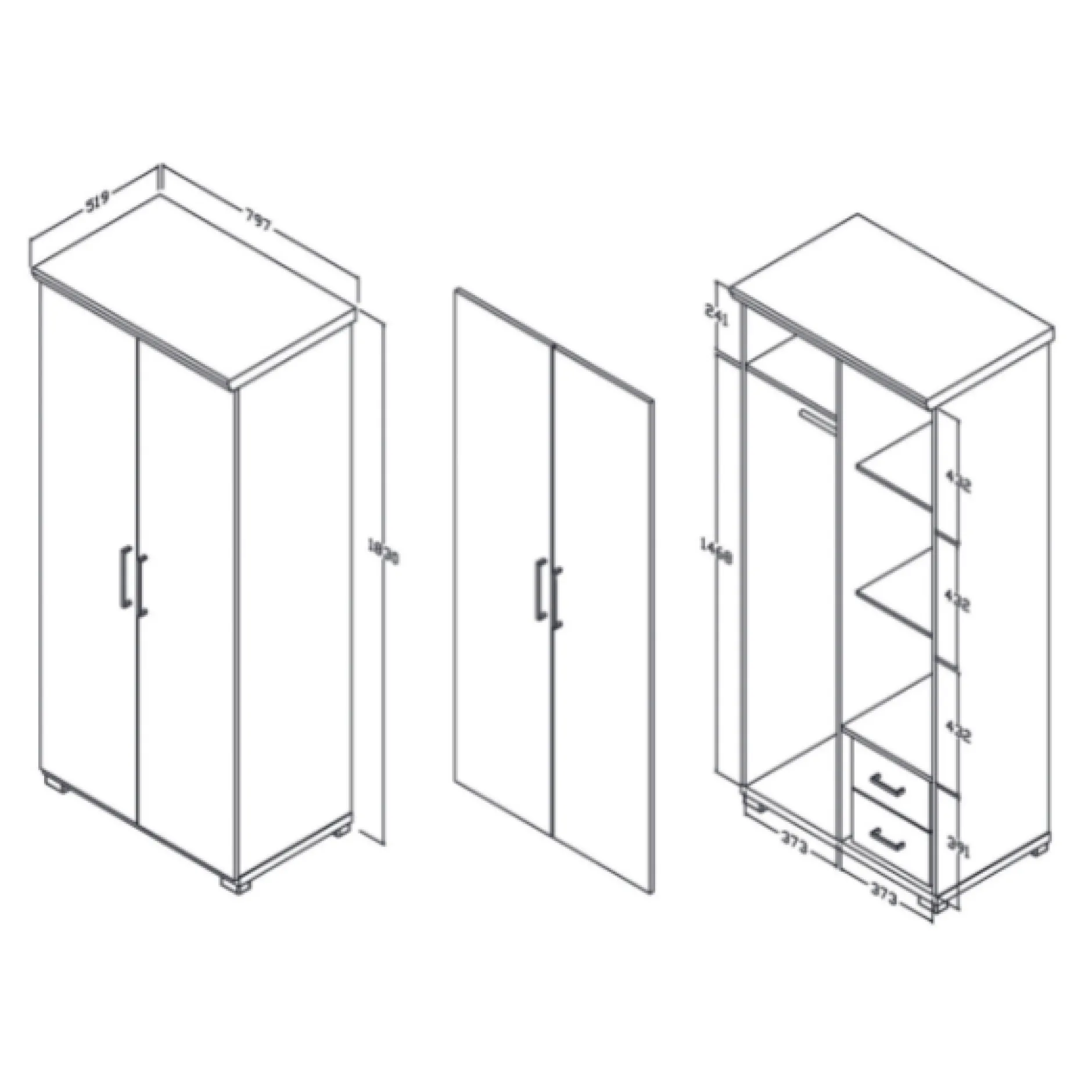 Kleiderschrank Nikkie 80 cm-sonoma Eiche