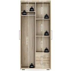 Kleiderschrank Nikkie 80 cm-sonoma Eiche
