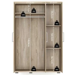 Kleiderschrank Nikkie 120 cm-sonoma Eiche