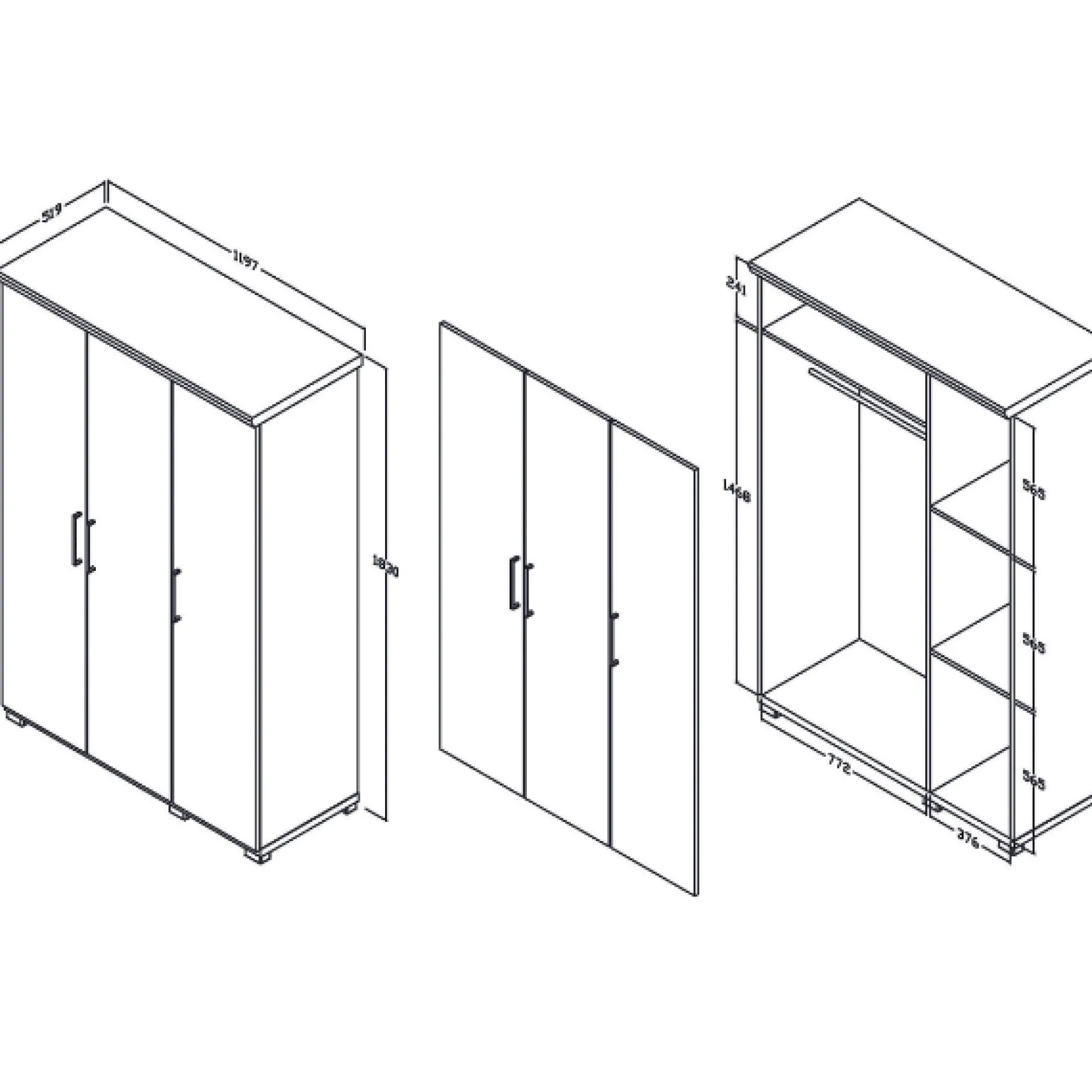 Kleiderschrank Nikkie 120 cm-sonoma Eiche