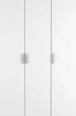 Kleiderschrank Noni-3 Flügeltüren, 1 Kleiderstange und 3 Einlegeböden-Shannon Eiche/Mattweiß