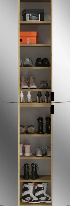 Kleiderschrank Projekt X Emob - Artisan Oak - 183x193x34 cm - Spiegel