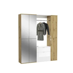 Kleiderschrank Projekt X Emob Artisan Eiche Weiß 152x193x34 cm
