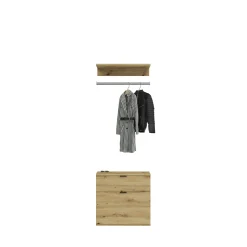 Kleiderschrank Projekt X Emob - Artisan Eiche - 213x193x34 cm - Natur