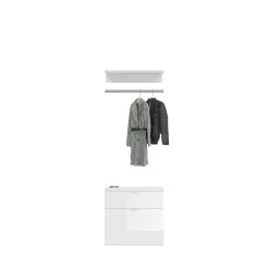 Kleiderschrank Projekt X Emob - Artisan Oak & Weiß mit Spiegel - 183x193x34 cm