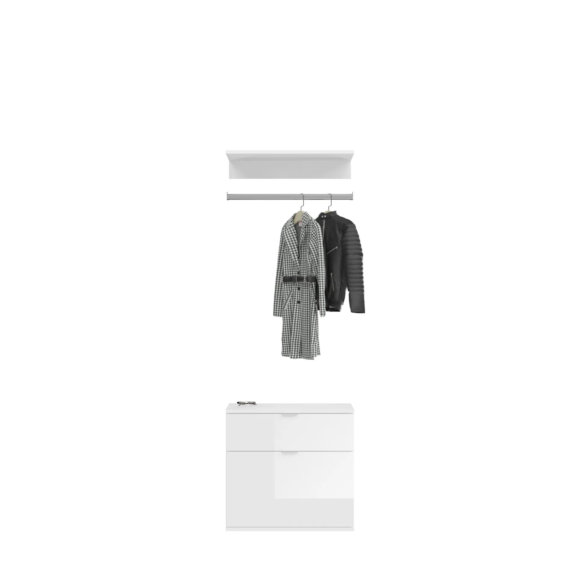 Kleiderschrank Projekt X Emob - Artisan Oak & Weiß mit Spiegel - 183x193x34 cm