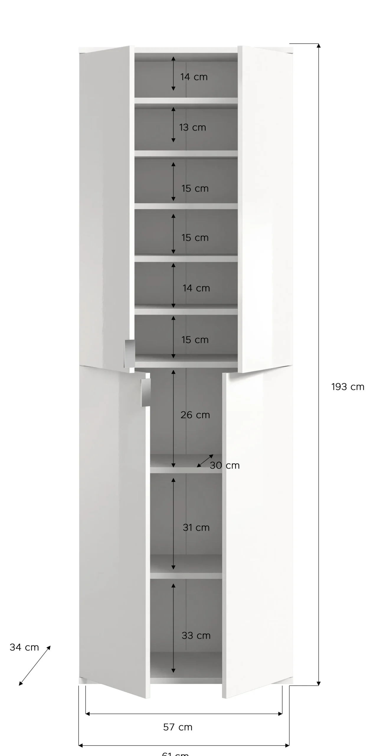 Kleiderschrank Projekt X Emob - Weiß Artisan Oak - 212x193x34 cm