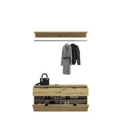 Kleiderschrank Projekt X Emob - Weiß Artisan Oak - 212x193x34 cm