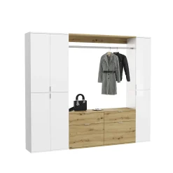 Kleiderschrank Projekt X Emob - Weiß Artisan Oak - 212x193x34 cm