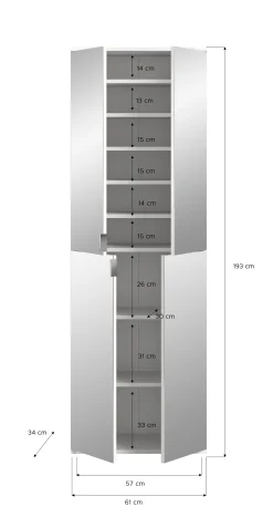 Kleiderschrank Projekt X Emob - Artisan Oak, Weiß, 273x193x34 cm