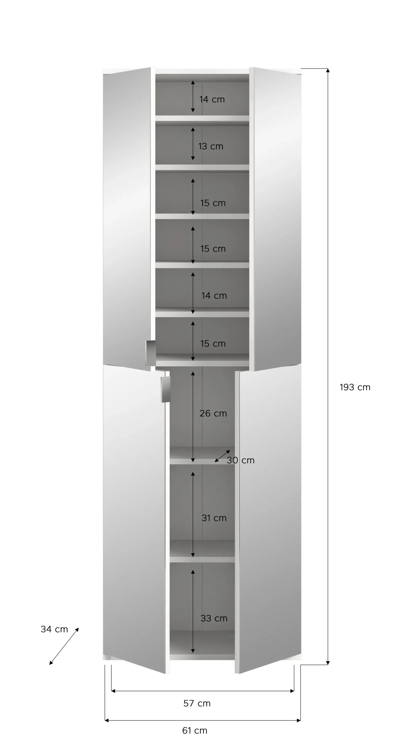 Kleiderschrank Projekt X Emob - Artisan Oak, Weiß, 273x193x34 cm