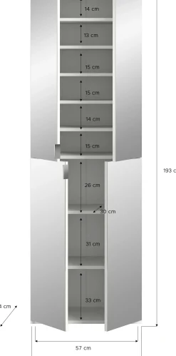 Kleiderschrank Projekt X Emob - Artisan Oak - 60x193x34 cm - Spiegel