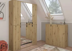 Kleiderschrank Projekt X Emob - Artisan Eiche - 121x193x34 cm - Spiegel