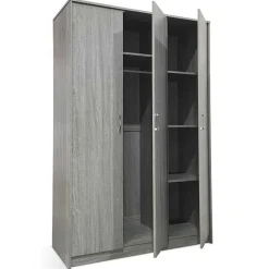 Kleiderschrank Ray 120cm mit 3 Türen - Eiche grau