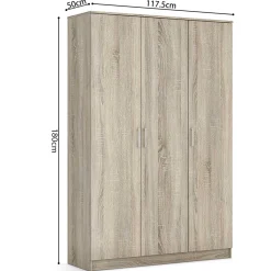 Kleiderschrank Ray 120cm mit 3 Türen - Sonoma Eiche