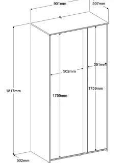 Kleiderschrank Rue mit 2 Türen - weiß/grau oder weiß/rosa