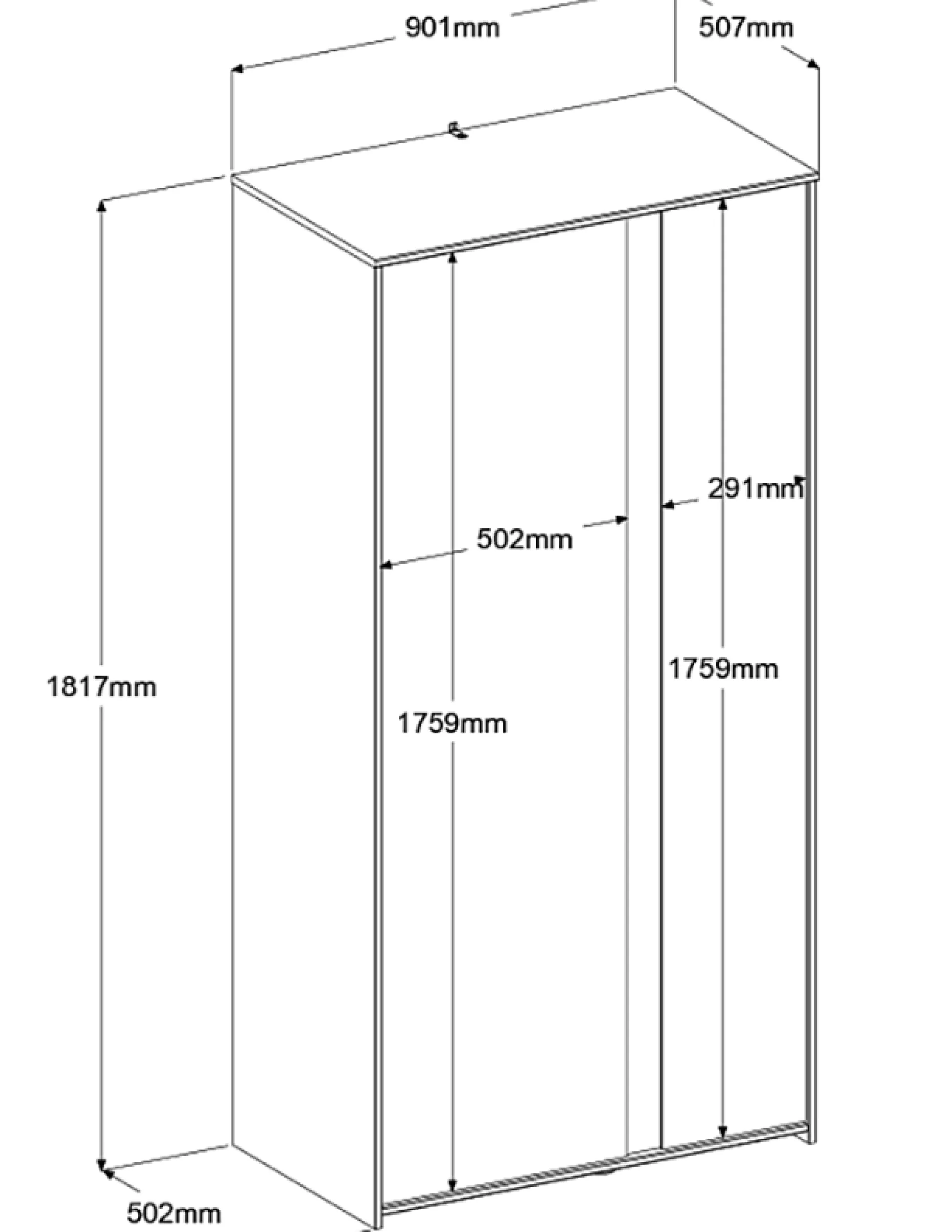 Kleiderschrank Rue mit 2 Türen - weiß/grau oder weiß/rosa