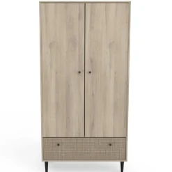 Kleiderschrank Sayuri 2 Flügeltüren, 1 Kleiderstange und 1 Schublade-Kronberger Eiche/Wickler