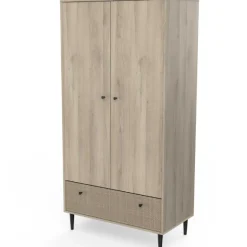 Kleiderschrank Sayuri 2 Flügeltüren, 1 Kleiderstange und 1 Schublade-Kronberger Eiche/Wickler