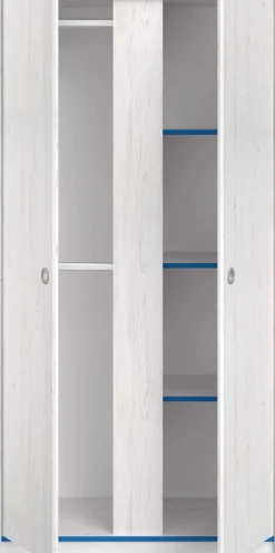Kleiderschrank Smoozy 90cm 2 Türen - weiß/rosa oder weiß/blau