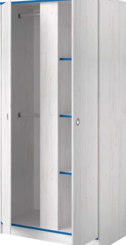 Kleiderschrank Smoozy 90cm 2 Türen - weiß/rosa oder weiß/blau
