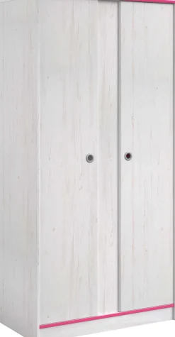 Kleiderschrank Smoozy 90cm 2 Türen - weiß/rosa oder weiß/blau