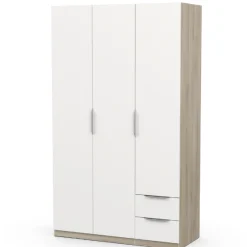 Kleiderschrank Spectre 120cm - matt weiß/Eiche
