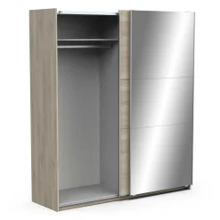 Kleiderschrank Spectre 178cm mit Schiebetüren und Spiegel - Eiche Dekor