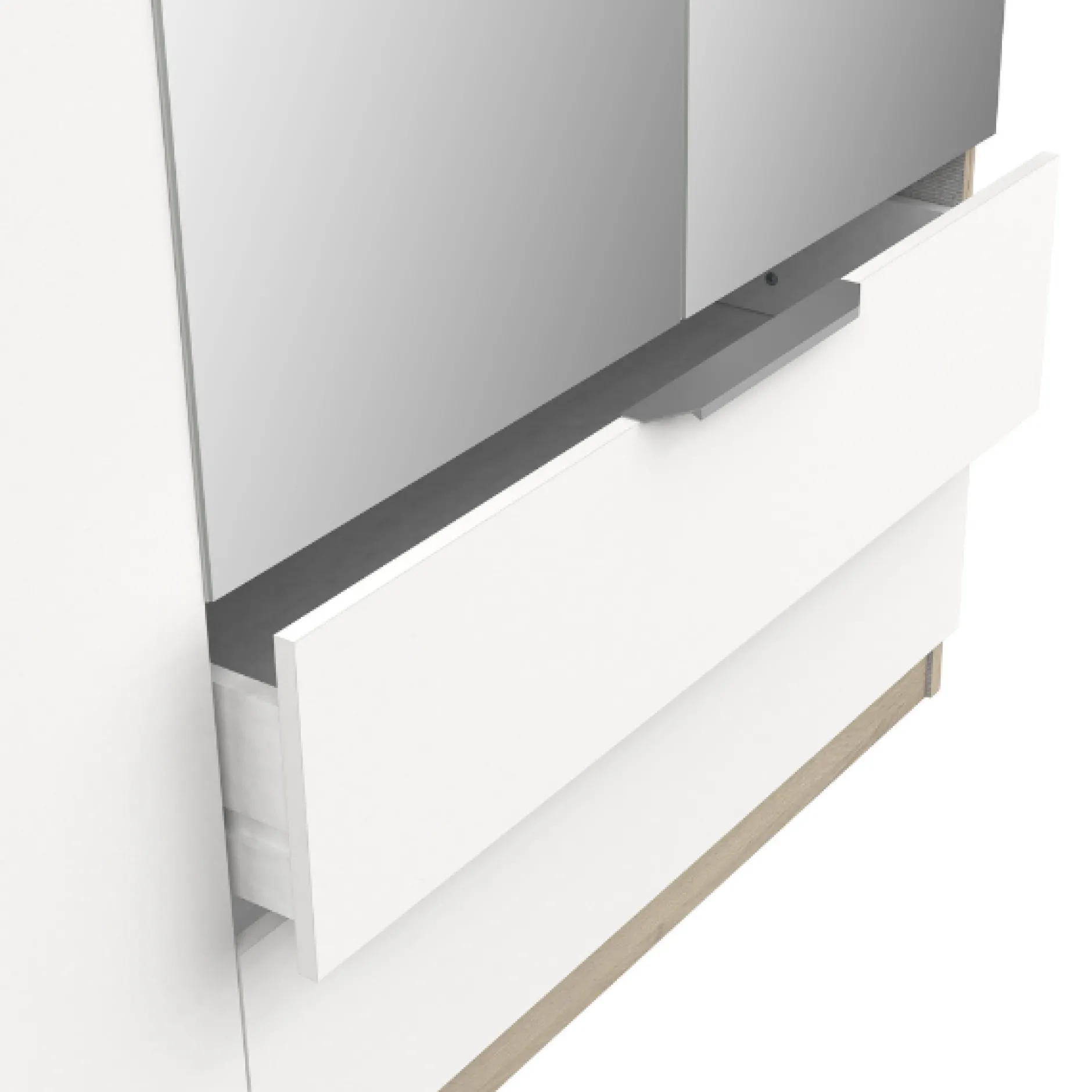 Kleiderschrank Spectre 157cm mit Spiegel - matt weiß/Eiche