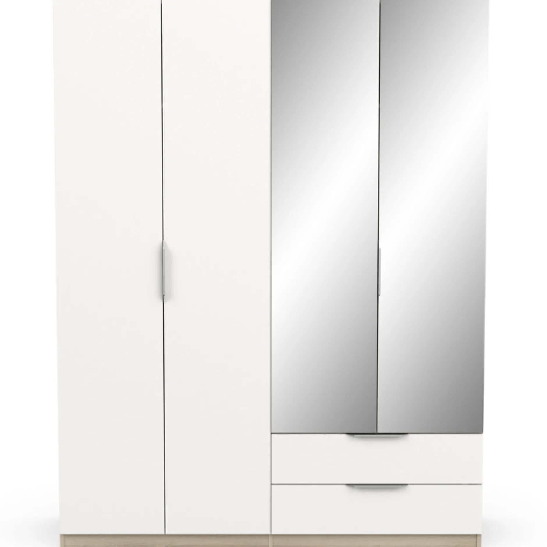 Kleiderschrank Spectre 157cm mit Spiegel - matt weiß/Eiche