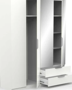 Kleiderschrank Spectre 157cm mit Spiegel - matt weiß