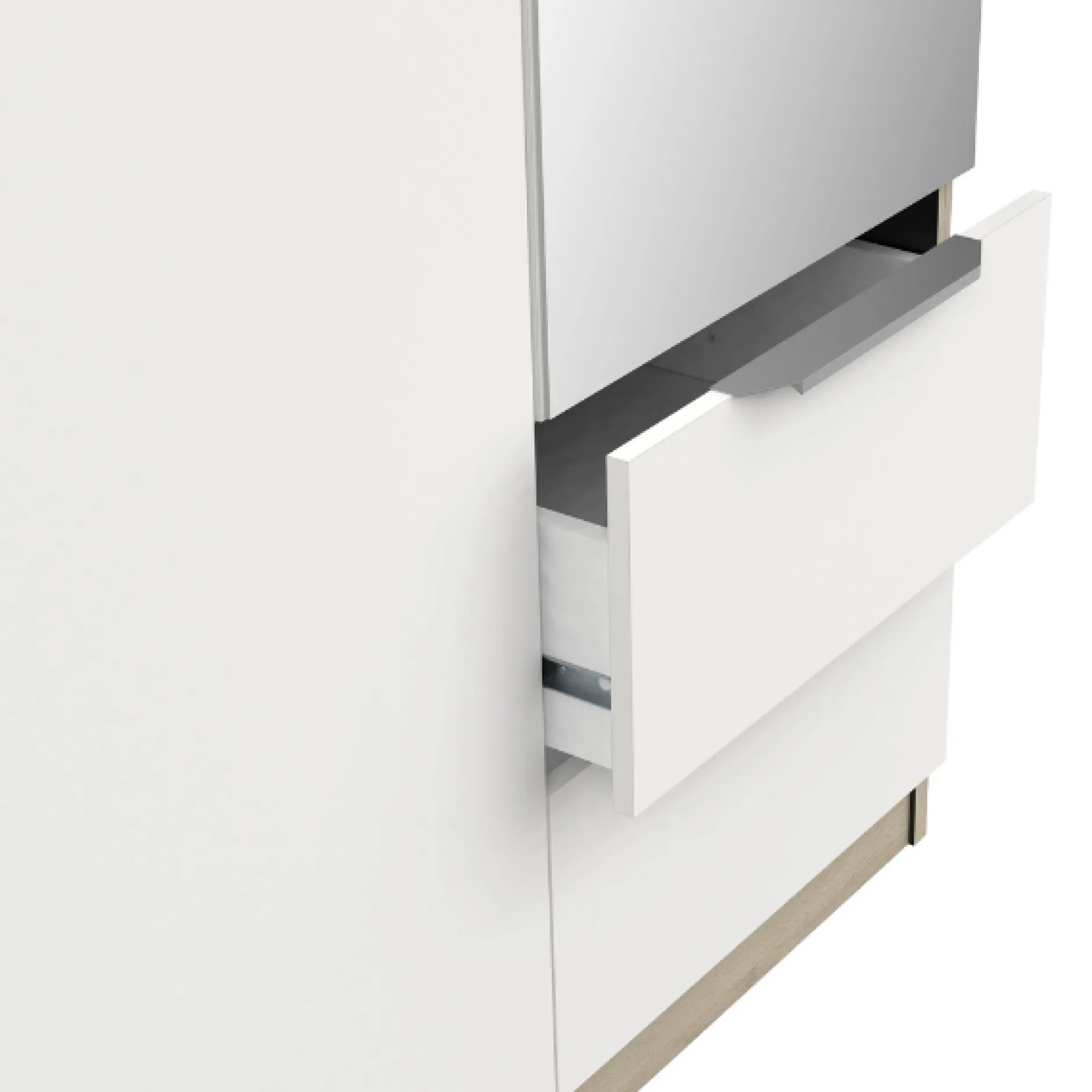 Kleiderschrank Spectre 120cm mit Spiegel - matt weiß/Eiche