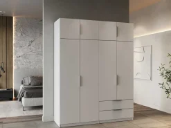 Kleiderschrank Spectre 157cm 8 Türen und 2 Schubladen - matt weiß
