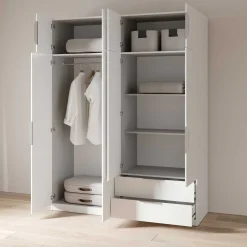 Kleiderschrank Spectre 157cm 8 Türen und 2 Schubladen - matt weiß