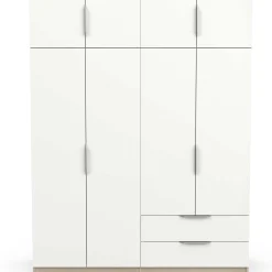 Kleiderschrank Spectre 157cm 8 Türen und 2 Schubladen - matt weiß/Eiche Dekor