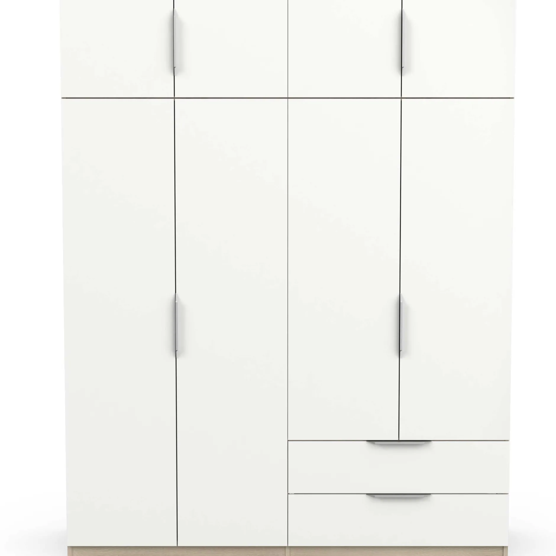 Kleiderschrank Spectre 157cm 8 Türen und 2 Schubladen - matt weiß/Eiche Dekor