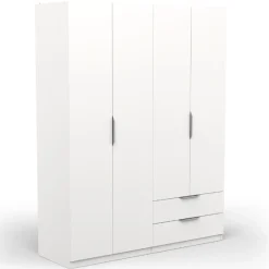Kleiderschrank Spectre 157cm 4 Türen und 2 Schubladen - matt weiß
