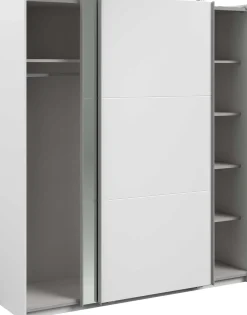 Kleiderschrank Swings - 178x59x203cm - mit Spiegel - 2 Türen - weiß
