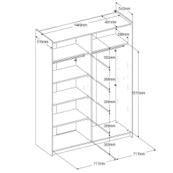 Kleiderschrank Swings - 148x59x203cm - mit Spiegel - 2 Türen - Eichendekor